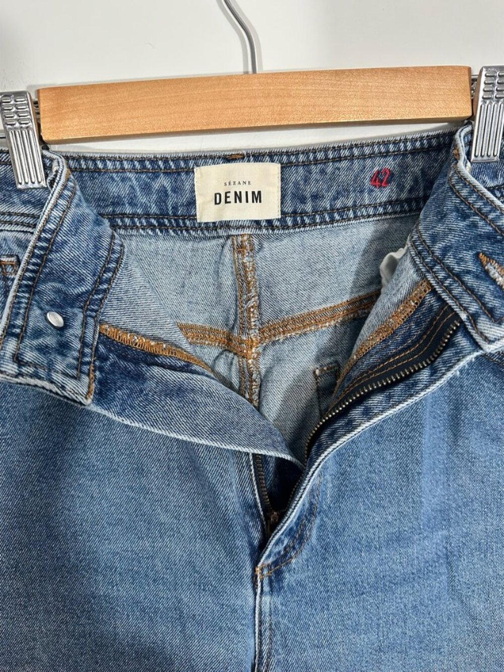 Sezane Denim High-Rise Wide-Leg Jeans Sz 42/10 - Picture 5 of 5